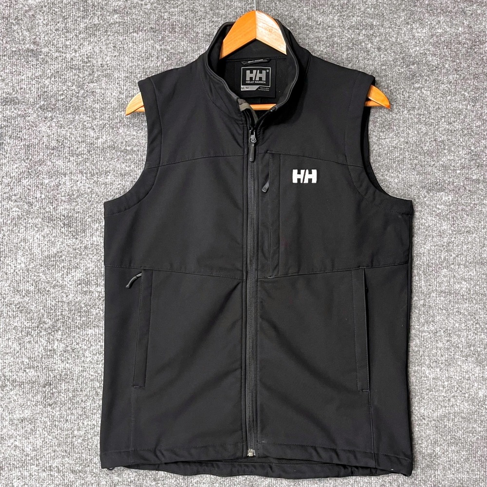 Helly Hansen Mens Paramount Softshell Vest Black Full Zip Fleece Lined Size M